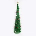 30*120cm Pre-lit Pop Up Christmas Tinsel Tree For Indoor Decor With 25 Balls and Top Star